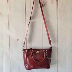 Steve Madden NYC Top Handle Satchel Crossbody Purse, Burgendy Red, Zip Closure